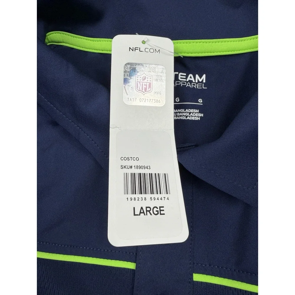 Seattle Seahawks Polo Shirt Men's Large Blue NFL Team Apparel Short Sleeve NEW